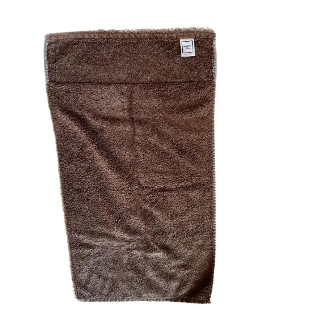 Waverly Home Bath & Hand Towels Set Cotton Embroidered Scroll Brown Blue India